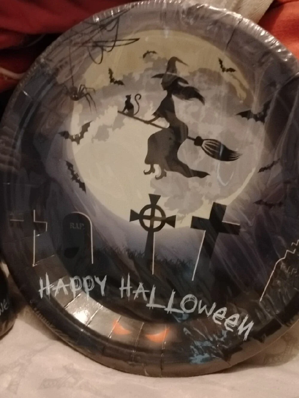 Happy Halloween Party Plates, Napkins & Cups Set Service For 25 Spooky Witch Fun